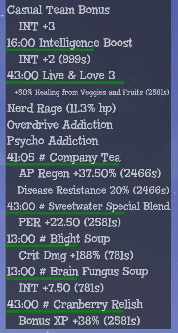 Subeffects shown