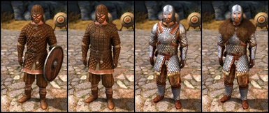 Hide, Studded & Scaled Armor with Wooden Shield