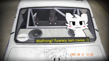Wafing fuwwy in cwaw window sticker