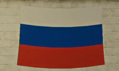 Russian flag in garage