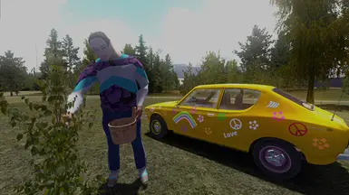 Hippie picking "herbes"