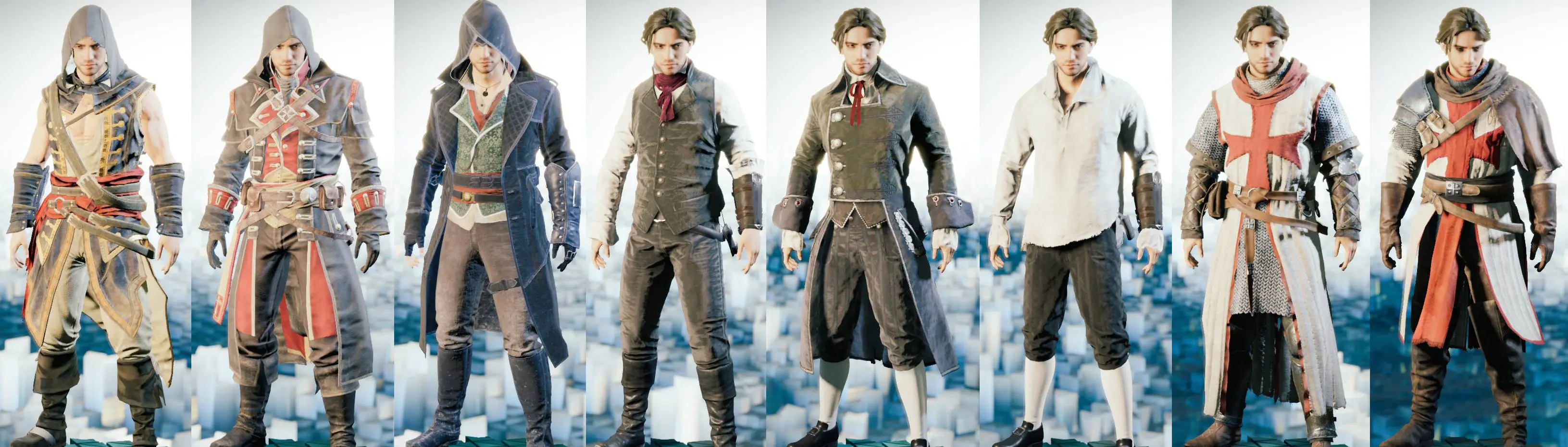 ACU all Outfits air hidden blade repair at Assassin's Creed Unity