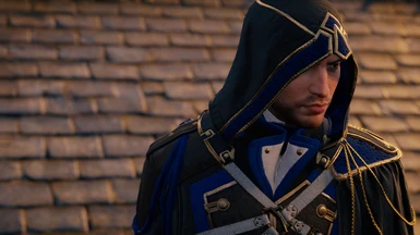 Arno's Legendary gear in black and blue. Looks awesome with the gold.