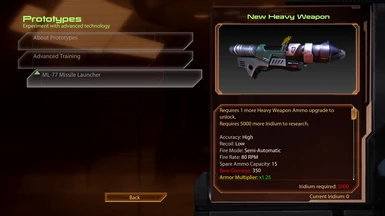 Weapon Stats in Research Terminal