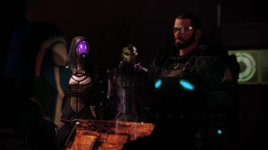 Recruiting Archangel with Tali and Thane. Expanded Shepard Armory also shown.
