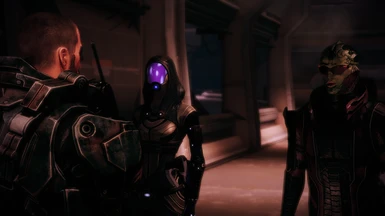 Recruiting Mordin with Tali and Thane. Expanded Shepard Armory also shown.