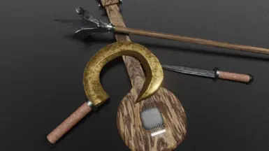Jester's lute sickle and dagger
