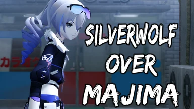 Silverwolf Over Majima (honkai star rail)