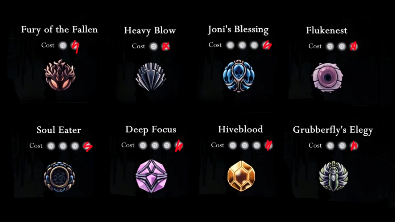 hollow knight all charms name