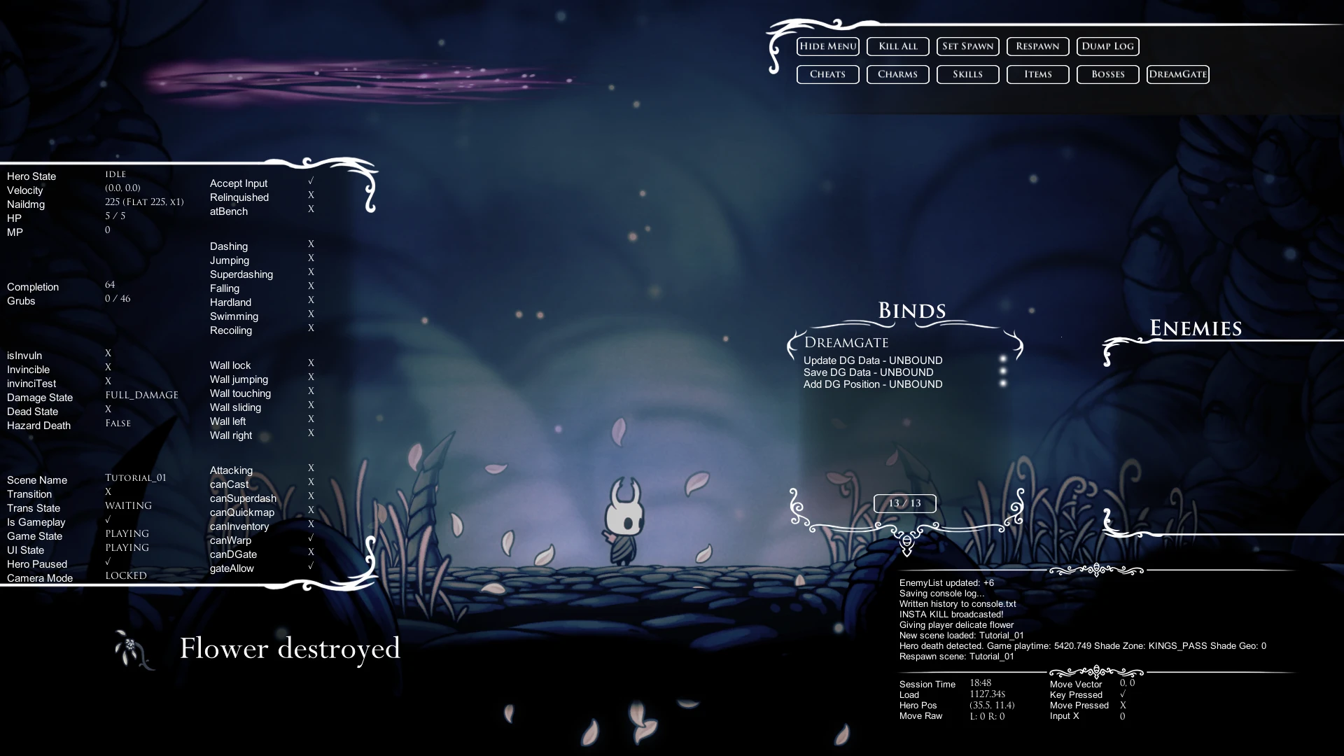 Hollow knight debug mod как пользоваться