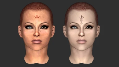 Comparison: Vanilla (original Rhalata texture) | Modded (standard face texture + new Rhalata tattoo option)