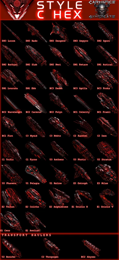 V-CORE 'Style C HEX' Ship Collage (Red Hue Example)