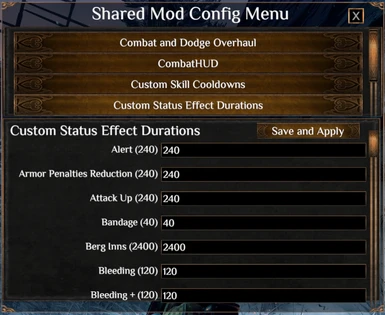 Customs Skill Cooldowns and Status Effect Durations