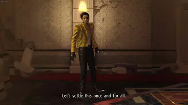 Yes, he originally wears a crop top in this scene