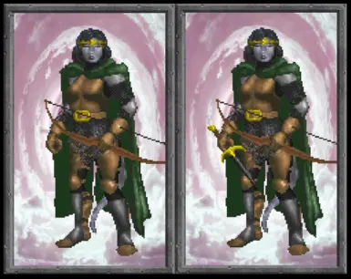 Vanilla Orcish Short Bow paper doll vs CBT Orcish Short Bow paper doll