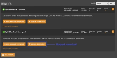 Modpack download (Yes, click the manual download button)