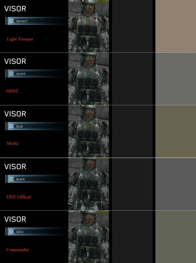 Visor color changes your armor color