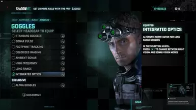 Optional swap integrated goggles with classic goggles  