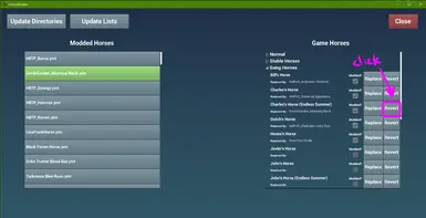 Click Revert button to restore a horse to its original appearance