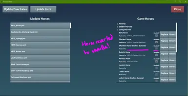 Horse reverted to vanilla!