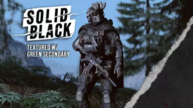 Textured Solid Black - Green Secondary Camo