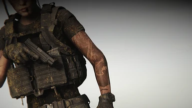 Fury's left arm tattoo and texture