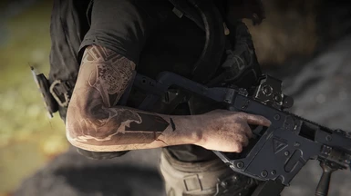 Fury's right arm tattoo and texture
