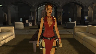 Lara Ripped Evening Red Costume HD Remaster
