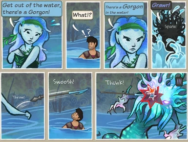 A gorgon in the water