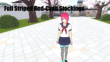 Full Striped Red-Cyan Stockings