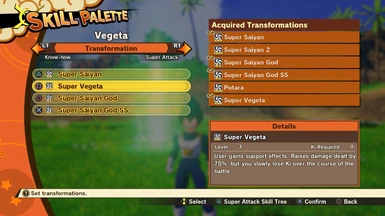 Super Vegeta (Transformation Details)