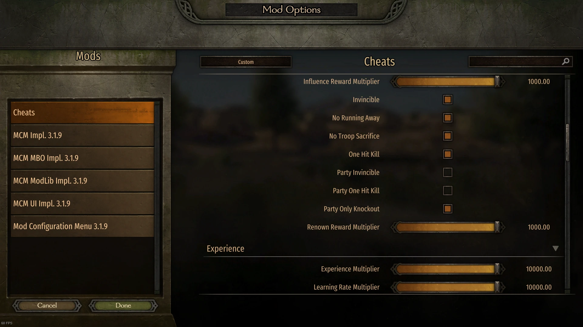 mount and warblade cheats