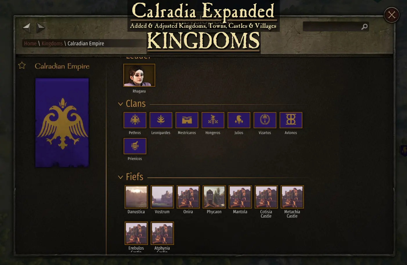 Calradia Expanded Kingdoms At Mount & Blade II: Bannerlord Nexus - Mods ...