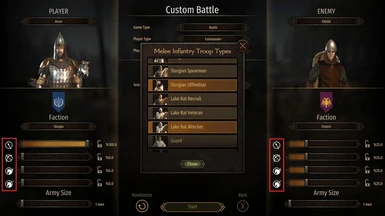 Troops selection screenshot