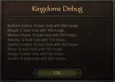 After starting a new game, these are the male lords for each kingdom. You may want to allow Battania female leaders. Ctrl+Z to view.