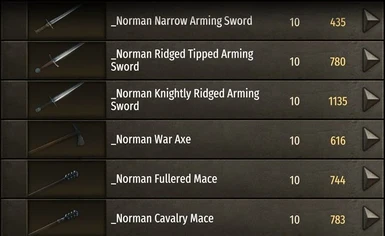 Norman style weapons added (only for troops)