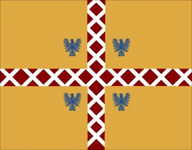 Bouchard De Marly Yellow background red cross with white pattern and blue eagles 