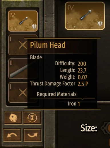 Crafting Pilum Head