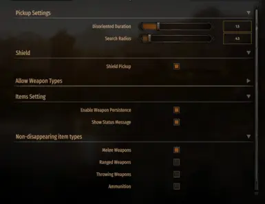 Setting menu