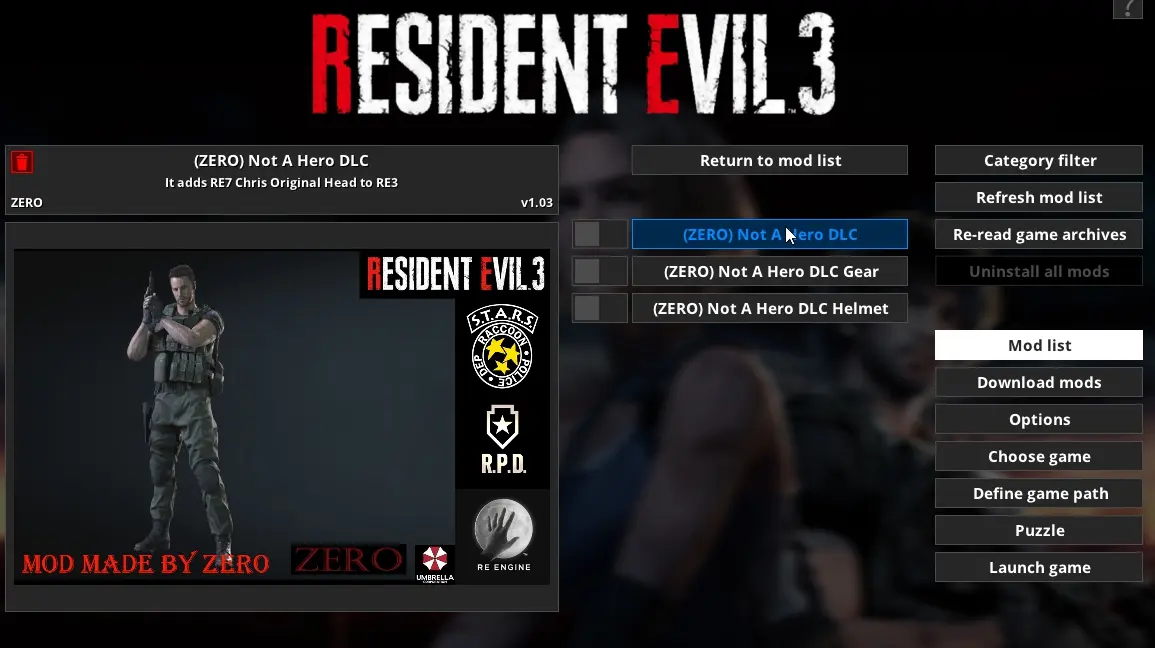 Not A Hero DLC at Resident Evil 3 (2020) Nexus - Mods and community