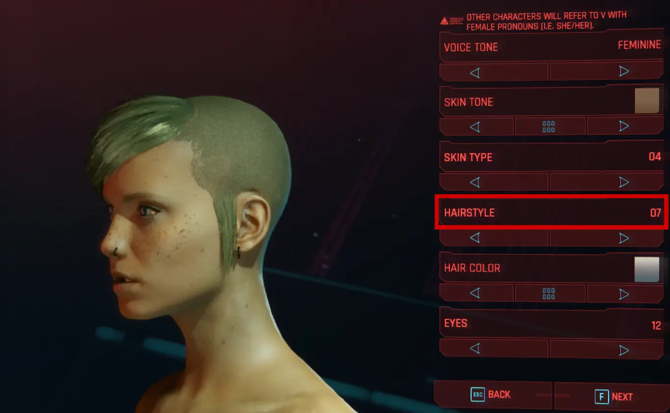 cyberpunk 2077 half shaved hair