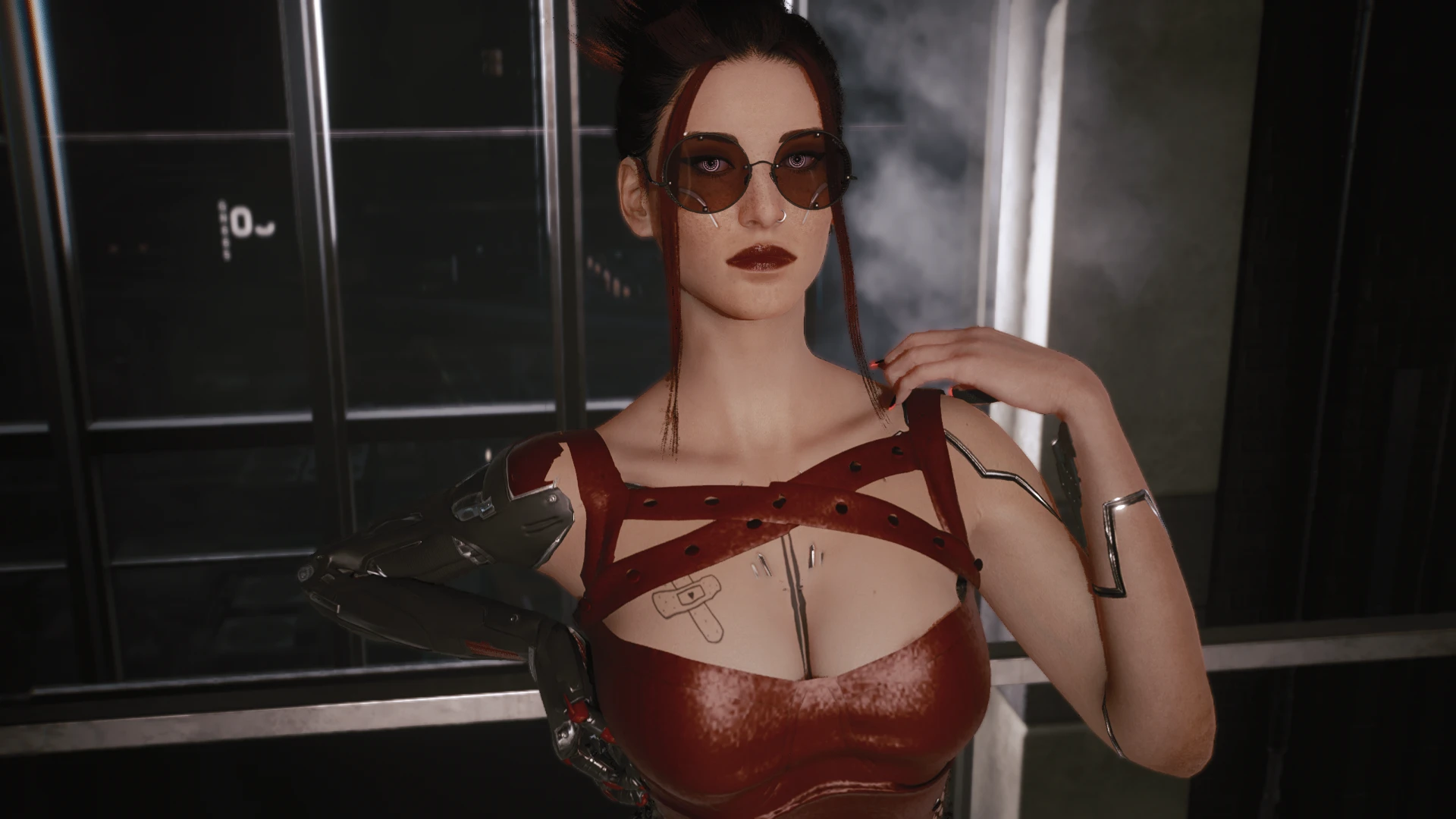 Kwek S Parasol Oversized Round Glasses Requires Archivexl Tweakxl At Cyberpunk 2077 Nexus Mods