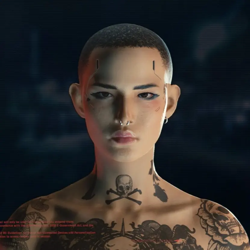 Solo Face Tattoo For Uv Texture Framework (female V Only) At Cyberpunk 