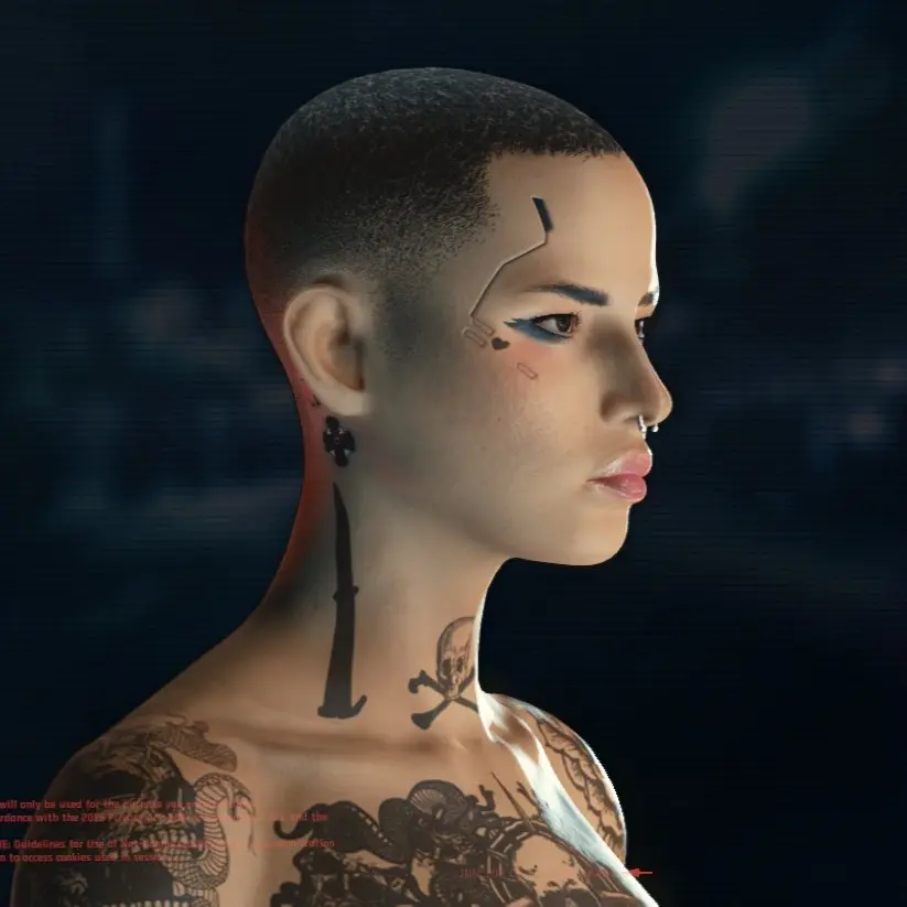 Solo Face Tattoo for UV Texture Framework (Female V Only) at Cyberpunk ...