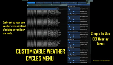 Customizable Weather Cycles - CET Overlay - Beta