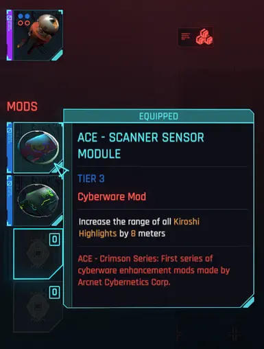 A.C.E - Kiroshi Modules - Crimson Series at Cyberpunk 2077