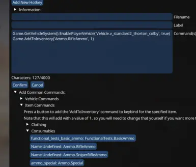 v1.02 adds new buttons allowing you to add commands to the list of commands for your bind