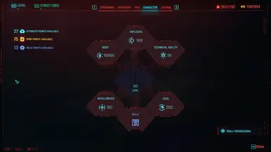 Character Menu / Attribute Overview