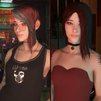 Arcadie showcasing multicolor hair compatibility. Left: Ginger strawberry and upcoming salt n pepper color. Right: Redheads merc better with black salt &amp; pepper