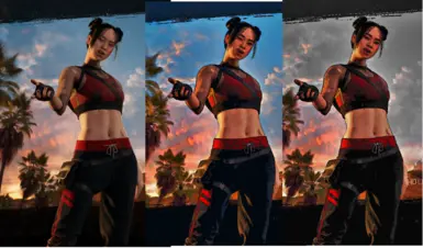 I tried putting it in Dead Island 2. The left side is without the effect.
